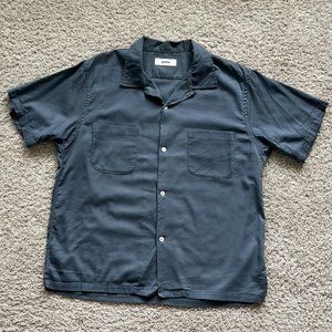 Buck Mason Draped Twill S/S/ Camp Shirt – Large, Slate Blue